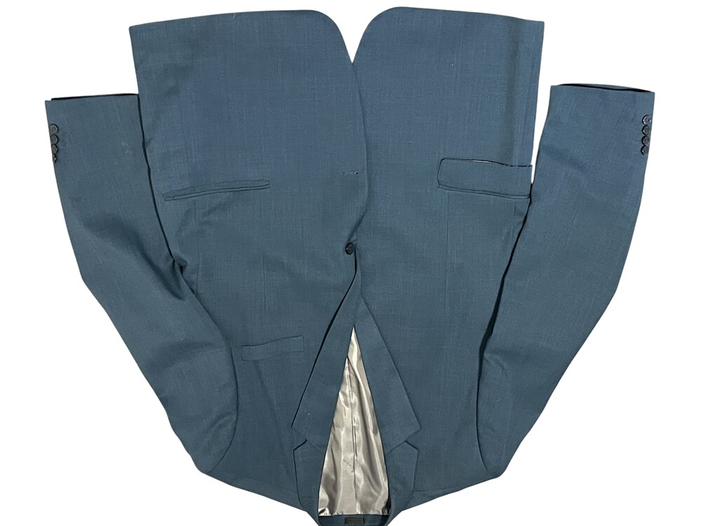 Stacy Adams Suit Mens 46R Blue 3 Piece Jacket Vest Pants Formal Wedding Business